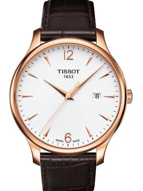 Tissot T Classic Tradition White Dial Brown Leather Strap Watch For Men